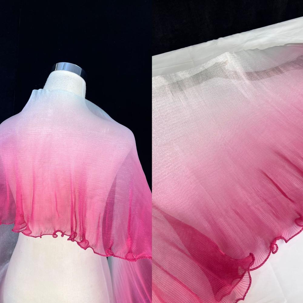 30cm Width Pleated Lace Organza Fabric Water-Shimmer Effect Pleated Mesh Wedding Dress Material Transparent Fabric