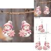 Christmas Theme Cute Cartoon Pink Hat Scarf Snowman Pattern Women Earrings For Festive Wear