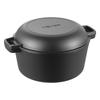 Cast Iron Dutch Oven, 2-in-1 Pre-Seasoned Pot with Skillet Lid, 4.7L Cookware Pan with Proofing Basket, Bread Baking Accessories, Bread-Oven