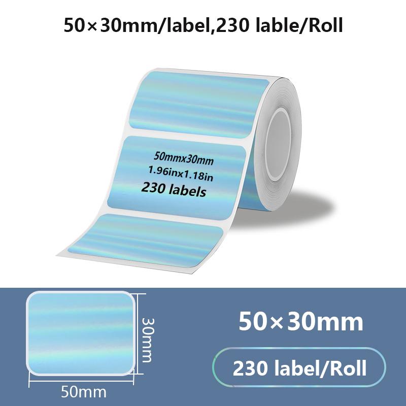 1PK New Holographic Laser Color Transparent Thermal Adhesive Label Roll Suit for Phomemo M110/M200/M120/M220 E210 P50 DETONG P1