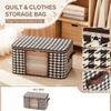 Large Capacity Storage Bag with Transparent Window Rectangular Organizer for Clothes and Quilt 60x40x30cm Fabric Zipper Closure Handle
