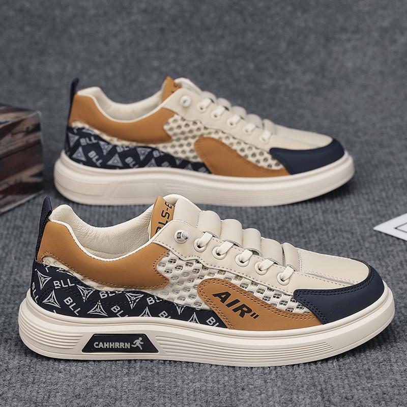 

Большие сетчатые мужские туфли летние сетчатые дышащие повседневные туфли на плоской подошве на одной педали молодежные универсальные полые спортивные модные туфли 44