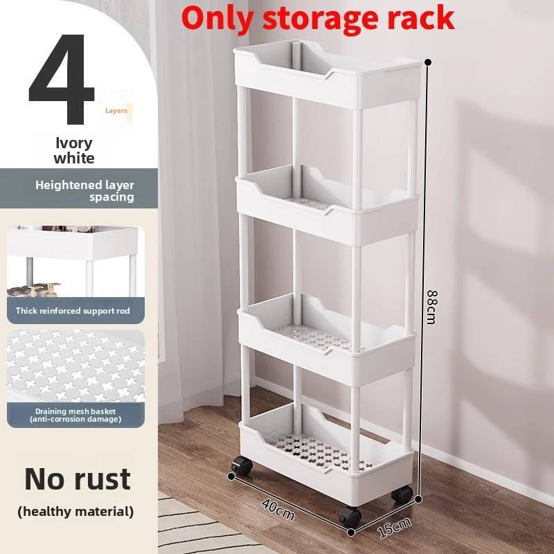 Minimalistyczny Plastikowy 4-poziomowy Wąski Wózek do Przechowywania do Organizacji Łazienki, Kuchni i Szafy