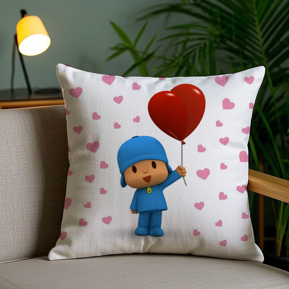 Cartoon Cute P-Pocoyo Pillow Case Sofa Short Plush Double-sided HD Printing Room Home Office Gift Cushion Cover