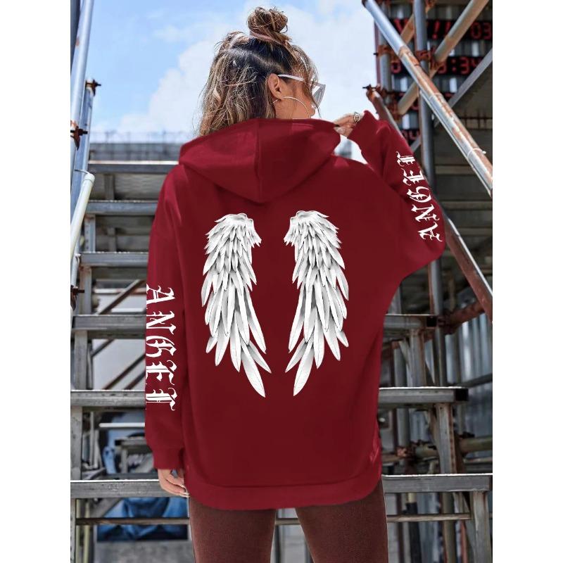 Schöner Engel Flügel Damen Hoodie Warm und Bequem Lässiger Hoodie Mode Klassisch Straße Outdoor Sport Hoodie Locker