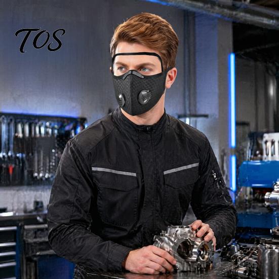 Maschera Antipolvere per Lavori in Giardino 2 Pezzi Maschera, Traspirante Riutilizzabile Filtro al Carbonio Viso Regolabile Anti-inquinamento Imbottitura con Occhiali Lavorazione del Legno Edilizia