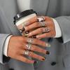 Silver Color Stainless Steel Rings for Women Men Vintage Heart Shaped Leaf Wings Flower Open Rings Waterproof Jewelry Wholesale