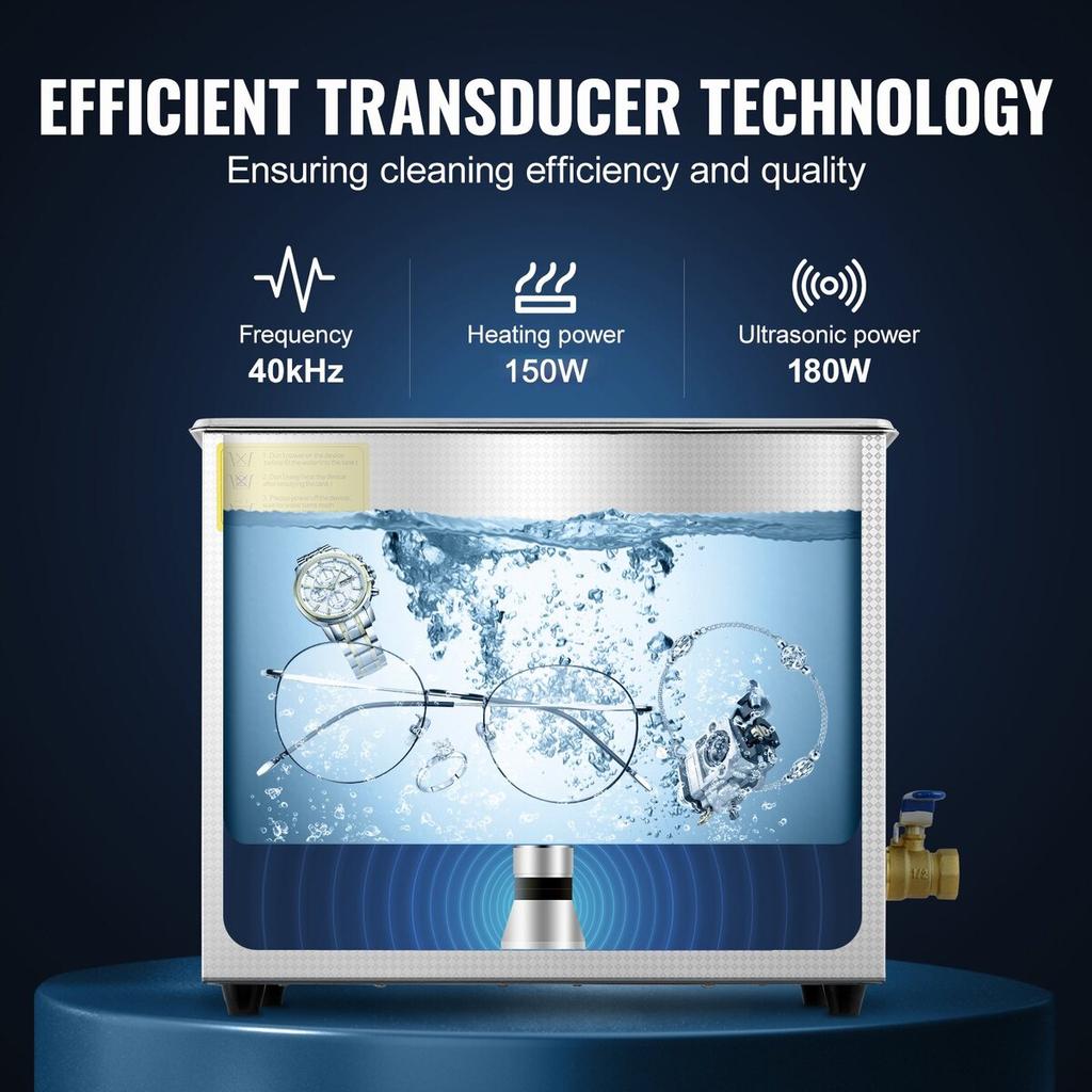 Ultrasonic Cleaner Machine, 6L Stainless Steel Ultrasonic Cleaning Machine, with Digital Heater Timer, Jewelry Cleaning for Commercial Personal Home