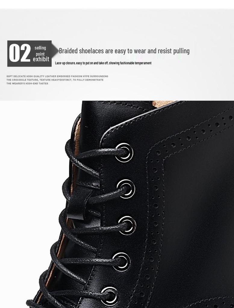 Men's Hand-Carved Leather High-Top Martin Boots: Casual Business Style