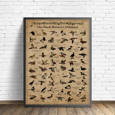 Vintage Bauernhof Tiere Poster Druck Die Ente Hunter s Dilemma Wand Kunst Leinwand Malerei Retro Tier Bild Home Dekoration