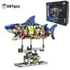 STEM Mechanische Meeresbewohner Bausteine Beweglicher Wal Oktopus Mantarochen Piranha MOC Kreative Desktop-Dekoration Geschenk