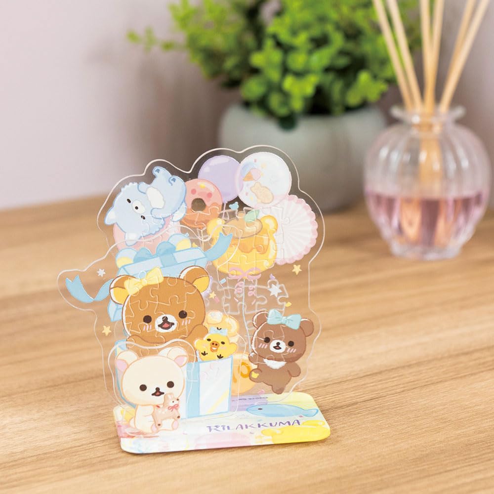 Puzzle X Acrylic Beverly Rilakkuma Acrylic Stand Pop Smiling Happy for You [Jigsaw Stand] 37-piece SP-049