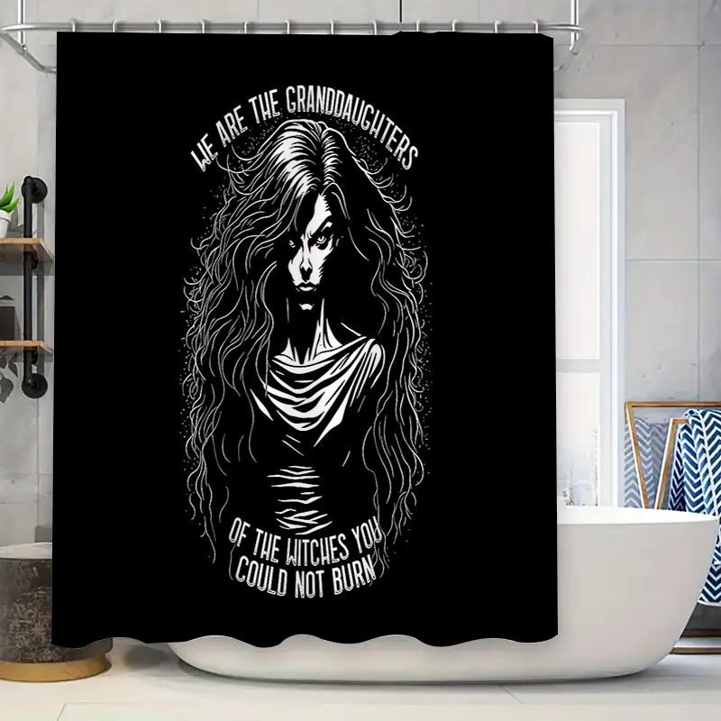 

Gothic Witch Halloween Shower Curtain Dark Fantasy Horror Decor Spooky Room Divider Tapestry Wall Hanging Macabre Aesthetic Home W60H190(CM)-1 Pcs