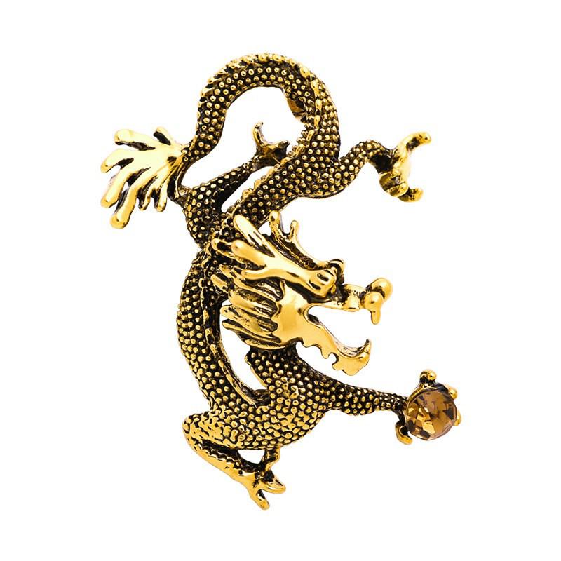 Retro Drip Oil Cartoon Dragon Brooch - Men's Suit Pin Accessory