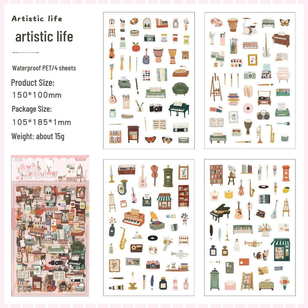 ZABC Fleeting Fun Series: European-Style Animal Collage Stickers – 6 Cute Designs