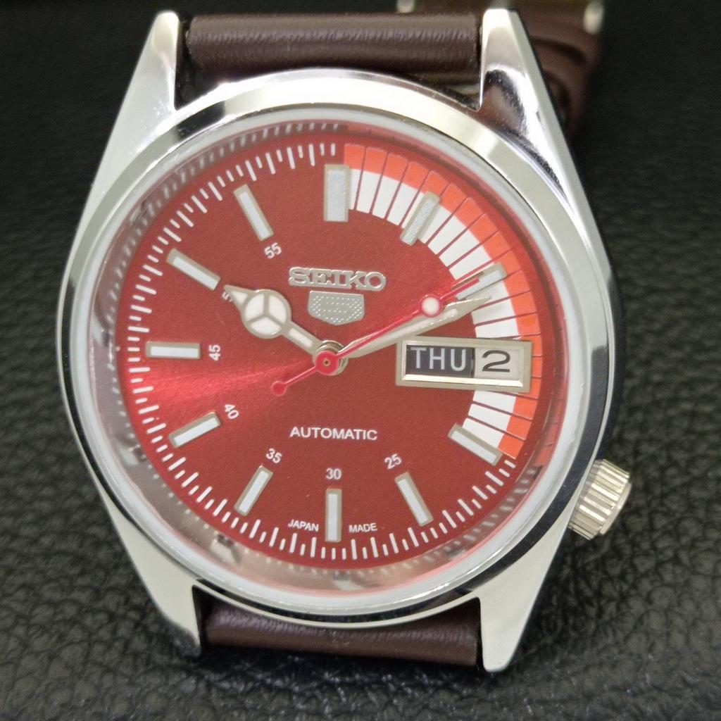 AUTOMATIC VINTAGE REFURBISHED SEIKO 5 6309A JAPAN MENS RED DIAL WATCH a441144-9 Sk-a441144-1