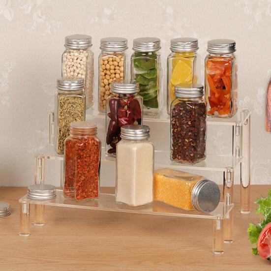 Ausstellungsregal Stapelbares Mehrstufiges Regal Acryl-Organizer Fleckenbeständiges Ausstellungsregal Küchenvorratskammer Badezimmer Arbeitsplatten-Organizer