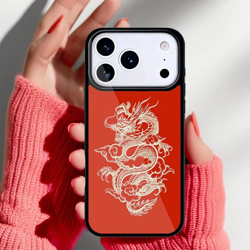 Japanese Dragon Style Phone Case for iPhone 17 16 15 14 13 Pro Max Back Cover for 12 11 Pro Coque