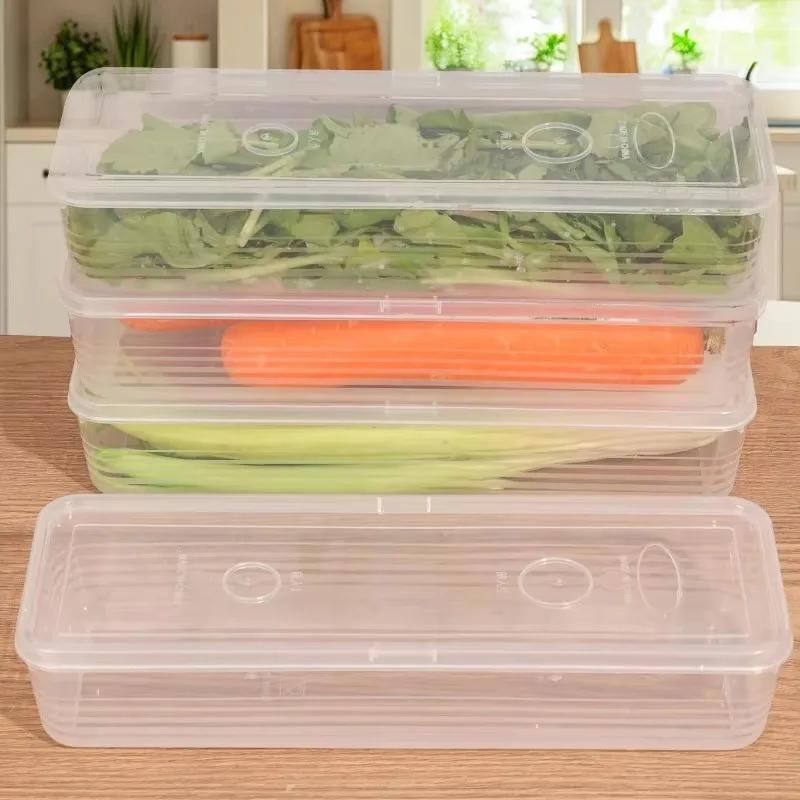 Refrigerator Fresh-keeping Organizer Boxes Vegetable Fruit Fresh-keeping Food Preservation Boxes Transparent Sealed Storage Box