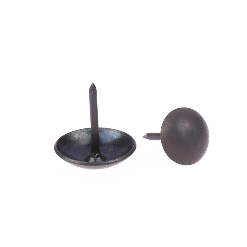 100Pcs Black Round Head Metal Pushpins Upholstery Nails Vintage Tacks Stud Decor