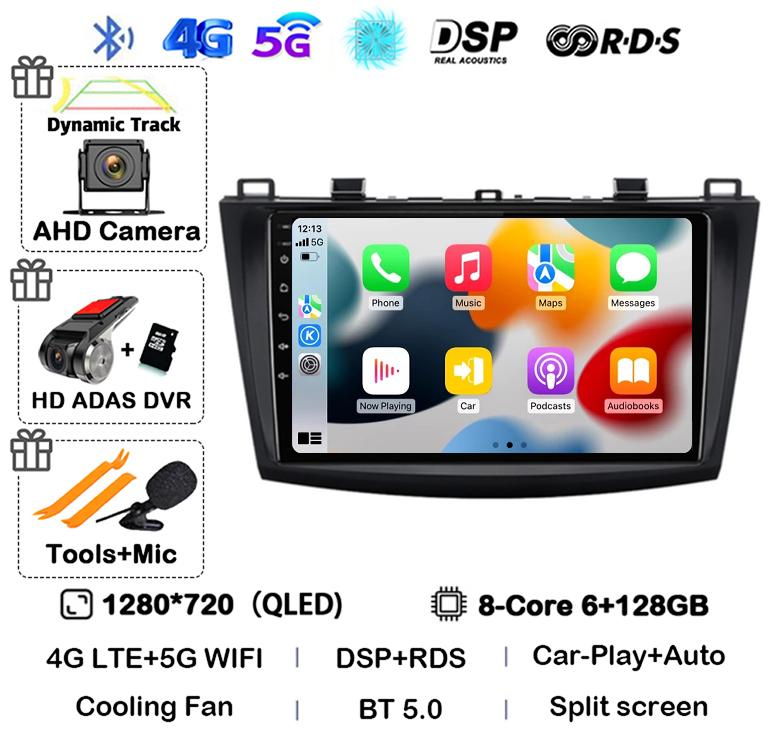 Android 14 Carplay Auto For Mazda 3 2009 2010 2011 2012 2013 Car Radio Multimedia Player Stereo Video Audio GPS Head Unit WIFI