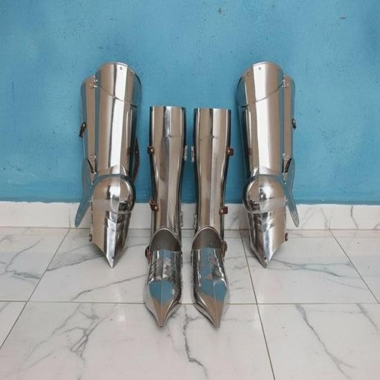 Medieval Steel Full Leg Armor Knight Halloween Costume Cosplay Accessory