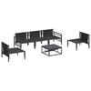 Garden Sofa Set with Cushions 6 Pcs Black Steel