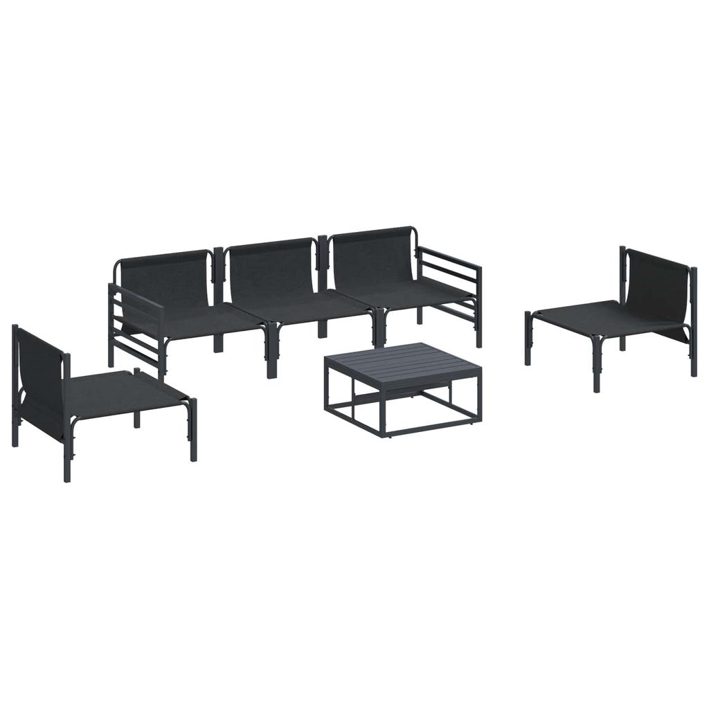 Garden Sofa Set with Cushions 6 Pcs Black Steel