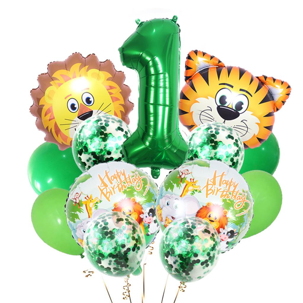 Green Forest Tiger Lion Animal Balloon Set Green Digital Birthday Party Decorative Balloon