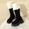 Winter Plus Velvet Knee-High Boots 2025 New Women's Shoes Side Zipper Women's Boots Fashion Metal Decoration Modern Boots Women
