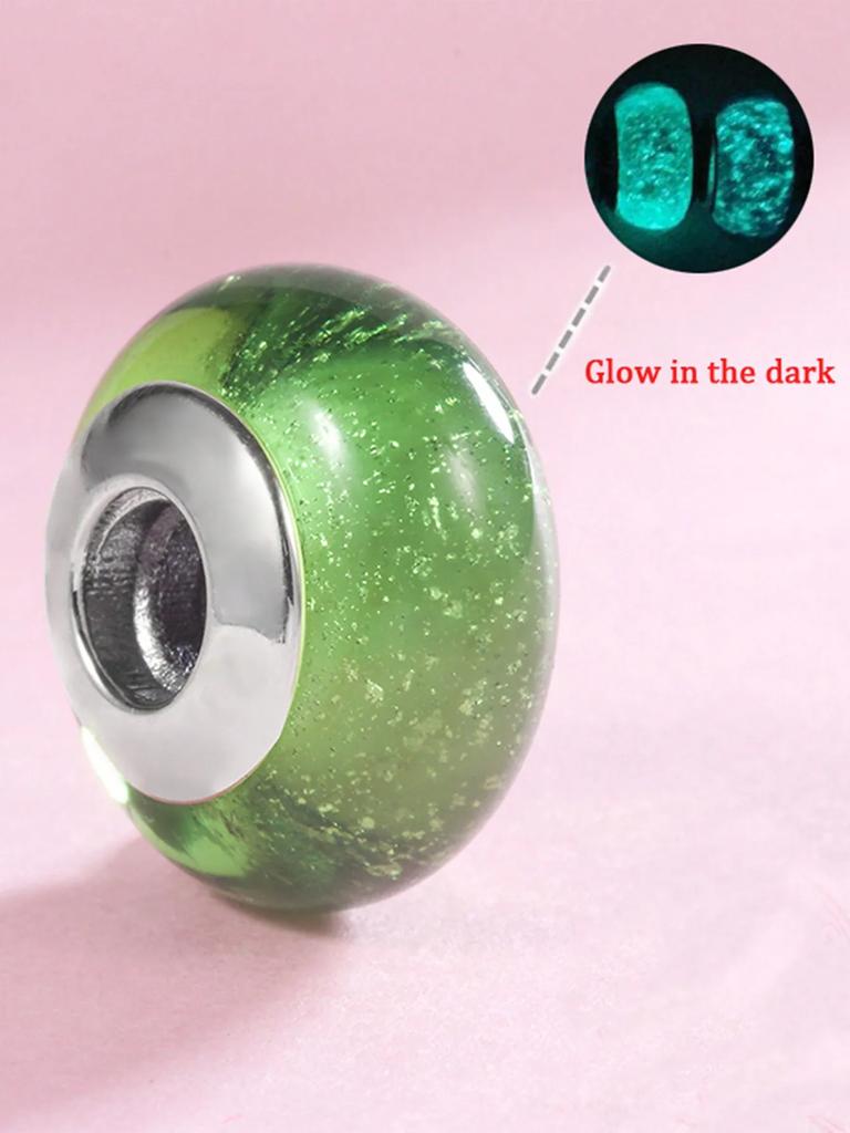 Copper Plated Original Charms Colorful Night Light Beads Fit Bracelet Women'S Jewelry Gift