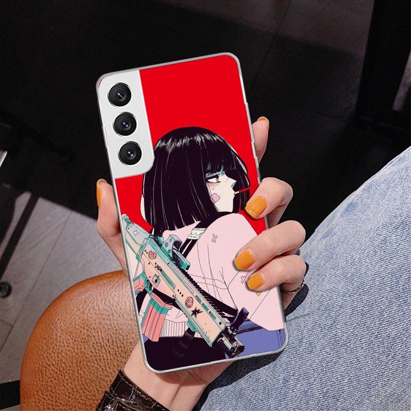 Japanese Style Anime Girl Phnoe Case for Samsung Galaxy S26 S25 Edge S23 S24 Ultra S22 Plus S21 S20 FE Unique Cover Soft Coque G