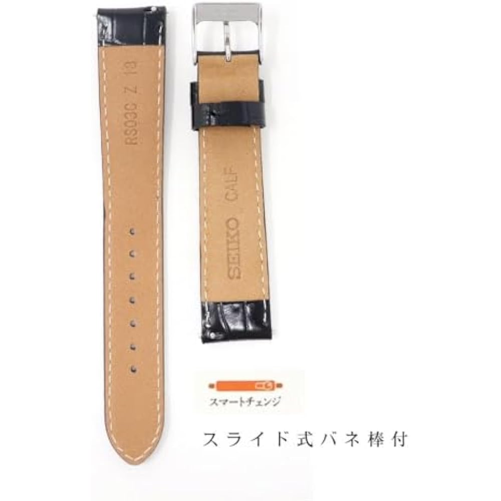 Seiko Band 20mm Cowhide Men's Black Black Watch Strap with Seiko Care Instructions RS03C20BK