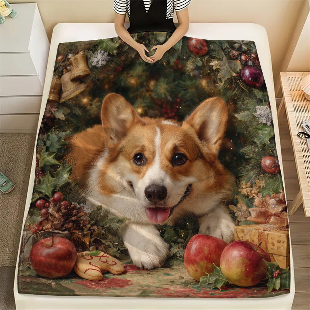 Cute Corgi,pattern Flannel Blanket, High Quality Comfortable for All Seasons, Home Decor, Warmth and Comfort, Perfect for Gifts.