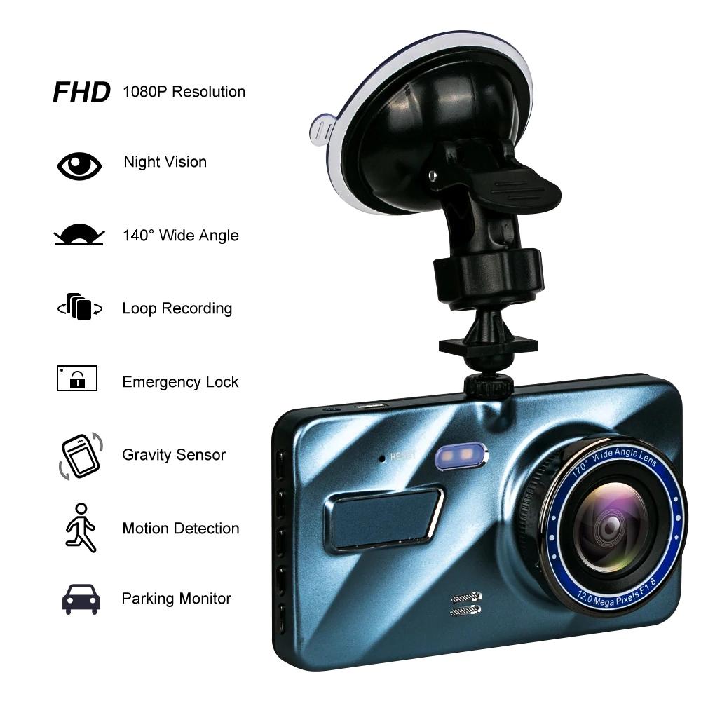 Car DVR 2 Cameras  4.0 Inches Dash Cam Car Video Recorder Auto Registrator Dvrs Dash Cam with Dual Ways Cameras Car Accessories