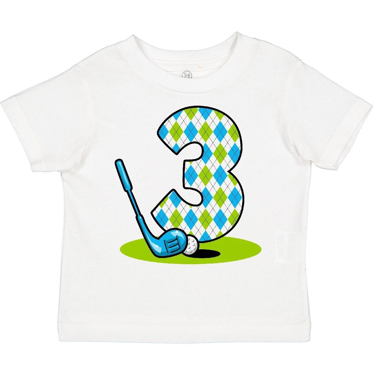 

Inktastic Argyle Golf 3rd Birthday Toddler kids boys T-Shirt Club Ball Child Preschooler 110