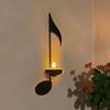 Black Music Note Candle Holder Vintage Wall Mount Tealight Holder Musical Symbol Wall Decor for Living Room Dining Hallway