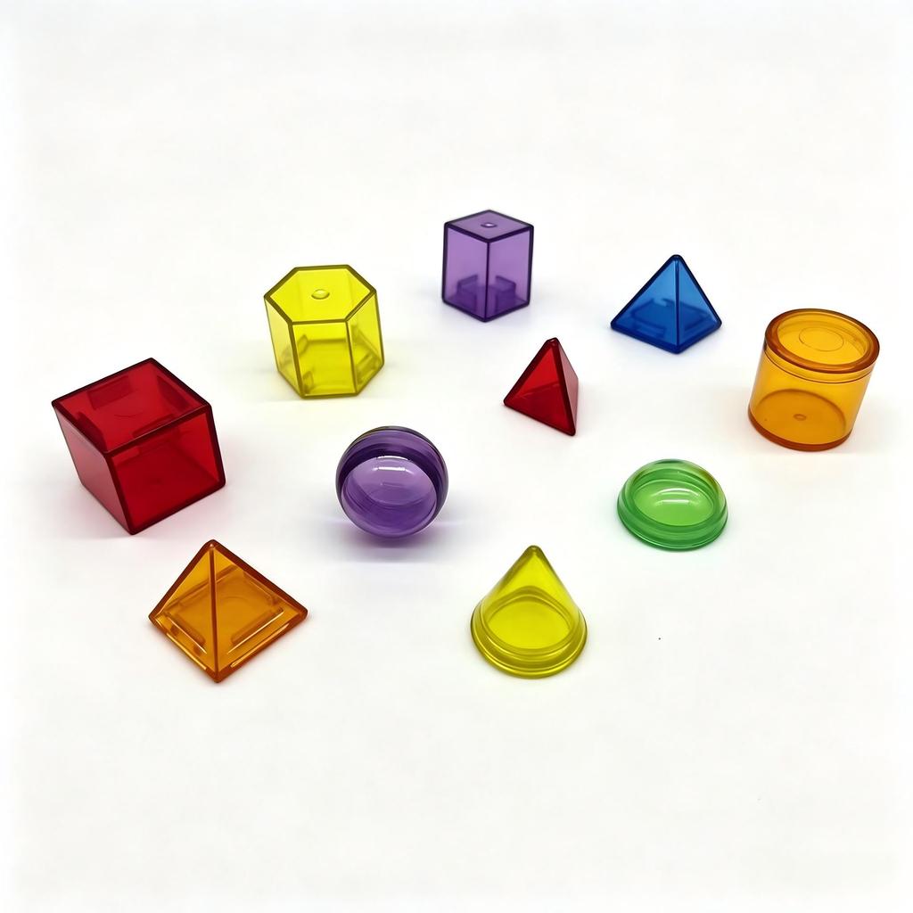 Transparent Building Blocks 10cm 3D Geometric Shapes Educational Toys for Early Cognitive Development