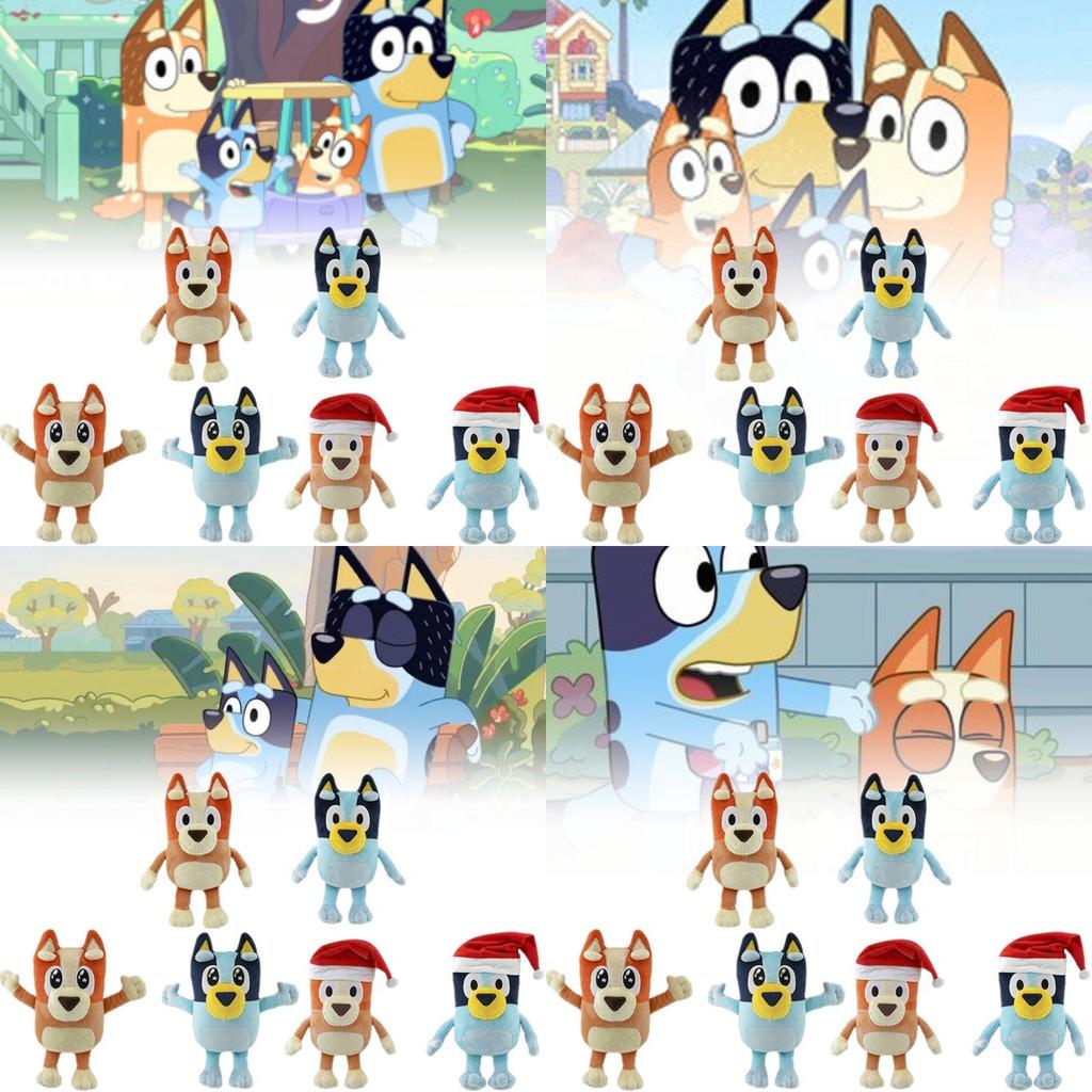 Plüschtier der Glücksfamilie: Niedlicher Cartoon-Hund, weiches Stofftier in Orange und Blau