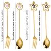 304 Stainless Steel Mixing Spoon with Long Handle Love Heart Star Shape Pendant Fruit Yogurt Honey Mixing Fork Kitchen Tableware