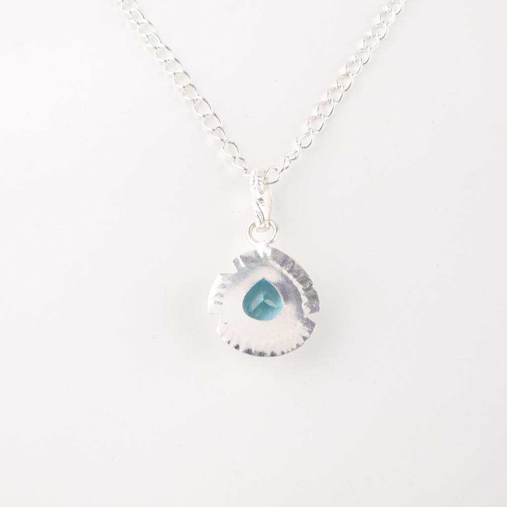Natural Sky Blue Topaz Gemstone 925 Sterling Silver Jewelry Chain Pendant 1.15" PP-8-4