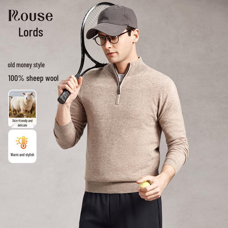 

LUOZI Men s 100% Merino Wool Quarter-Zip Sweater XL