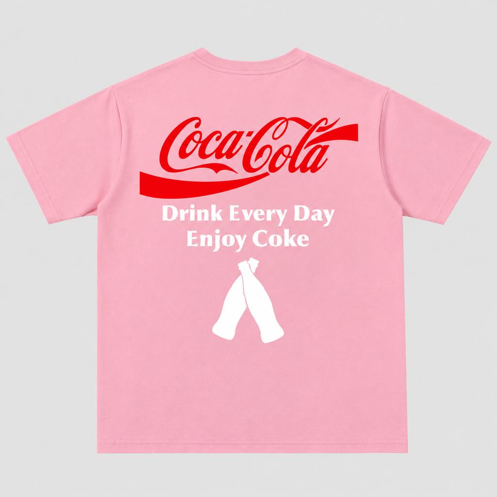 Vintage Unisexs Tshirts American Streetwear Aesthetic Cocacola Classic Bottle Print Breathable Cotton Unisex Crew Neck Tshirt