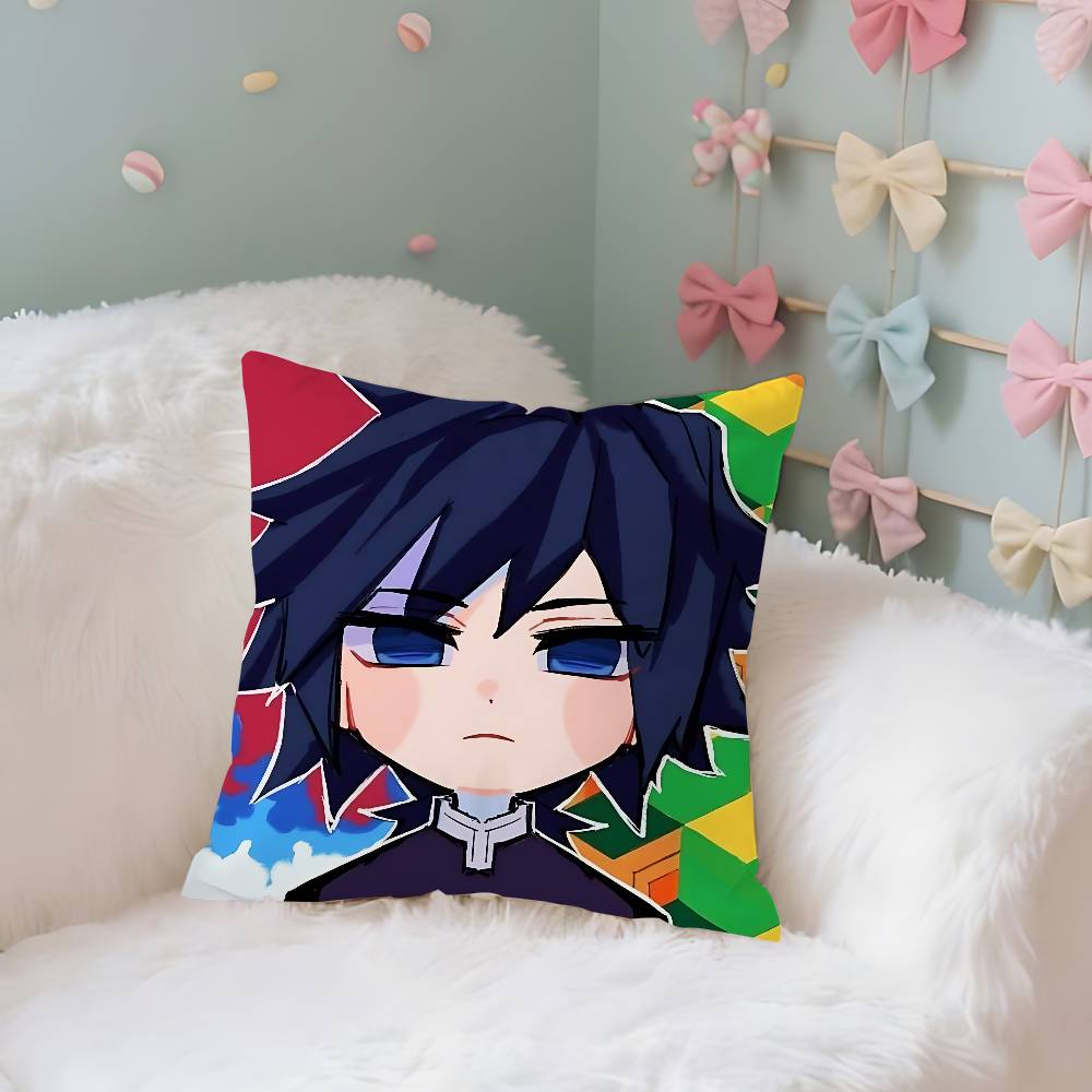 

Cute HdemonSslayerS Kawaii Case Plush Fabric Soft Pillowcase Double Sided Print Cushion Cover Household Gifts 40x40CM(16x16in)