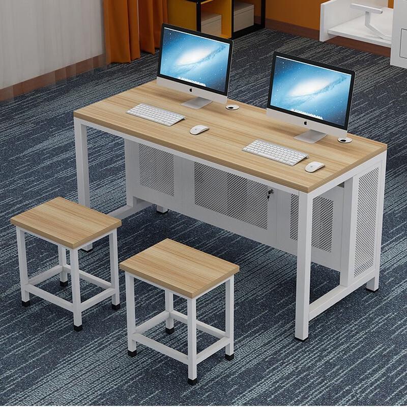 Steel-Wood Dual Student Computer Desk with Stools