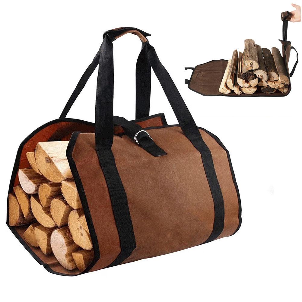 2-in-1 Firewood Carrier Canvas Log Carrier Tote Bag for Firewood, Durable Firewood Tote Carrier, Canvas Wood Carrier with Handle