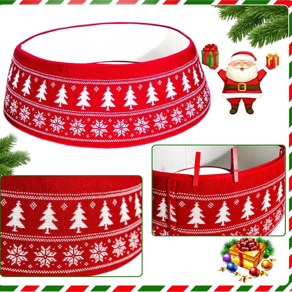 Weihnachtsbaumrock Kragen Verstellbarer Gestrickter Weihnachtsbaumrock Ring Rustikale Weihnachtskrippe Feiertags-Heimdeko