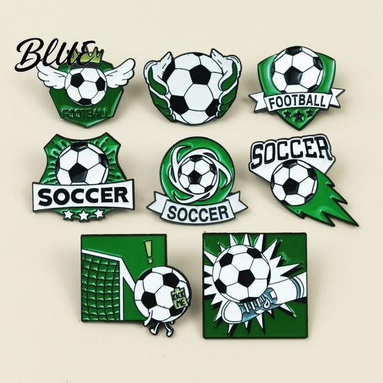 Denim Jacket Pin Enamel Brooch Zinc Alloy Texture Football Shape
