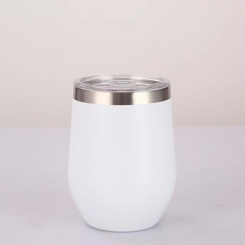 12OZ Stainless Steel Eggshell Cup Double Wall Insulated Vacuum Drinking Cup with Lids U-shaped Coffee Mug Thermal Cup for Coffee