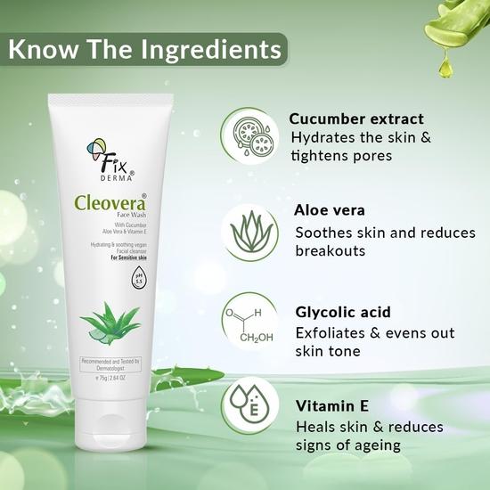 Fixderma Cleovera, Aloe Vera Face Wash with Vitamin E | Aloe Vera Gel for Face | Face Wash & Face Cleanser | Face Wash for Dry Skin (All Type Skin)